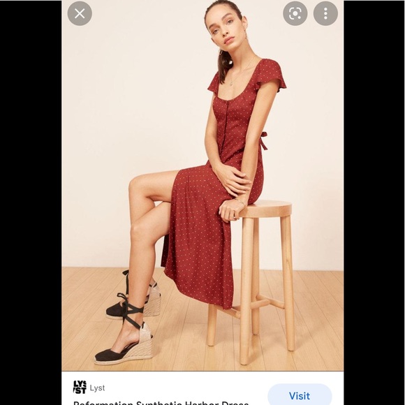 Reformation Synthetic Harbor dress in red - Picture 14 of 16